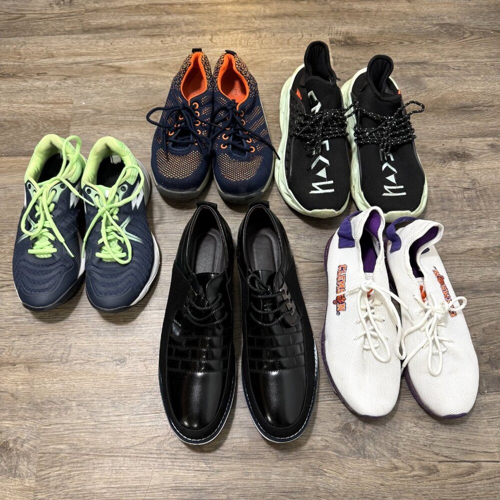 Mixed Shoe Lot Of 5 Athletic Loafers Clemson College Mens Sneakers Active Dressy